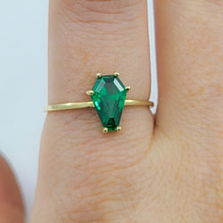 Collection of Absinthe Green Coffin Yellow Gold Engagement Ring (6x9) in a gallery layout