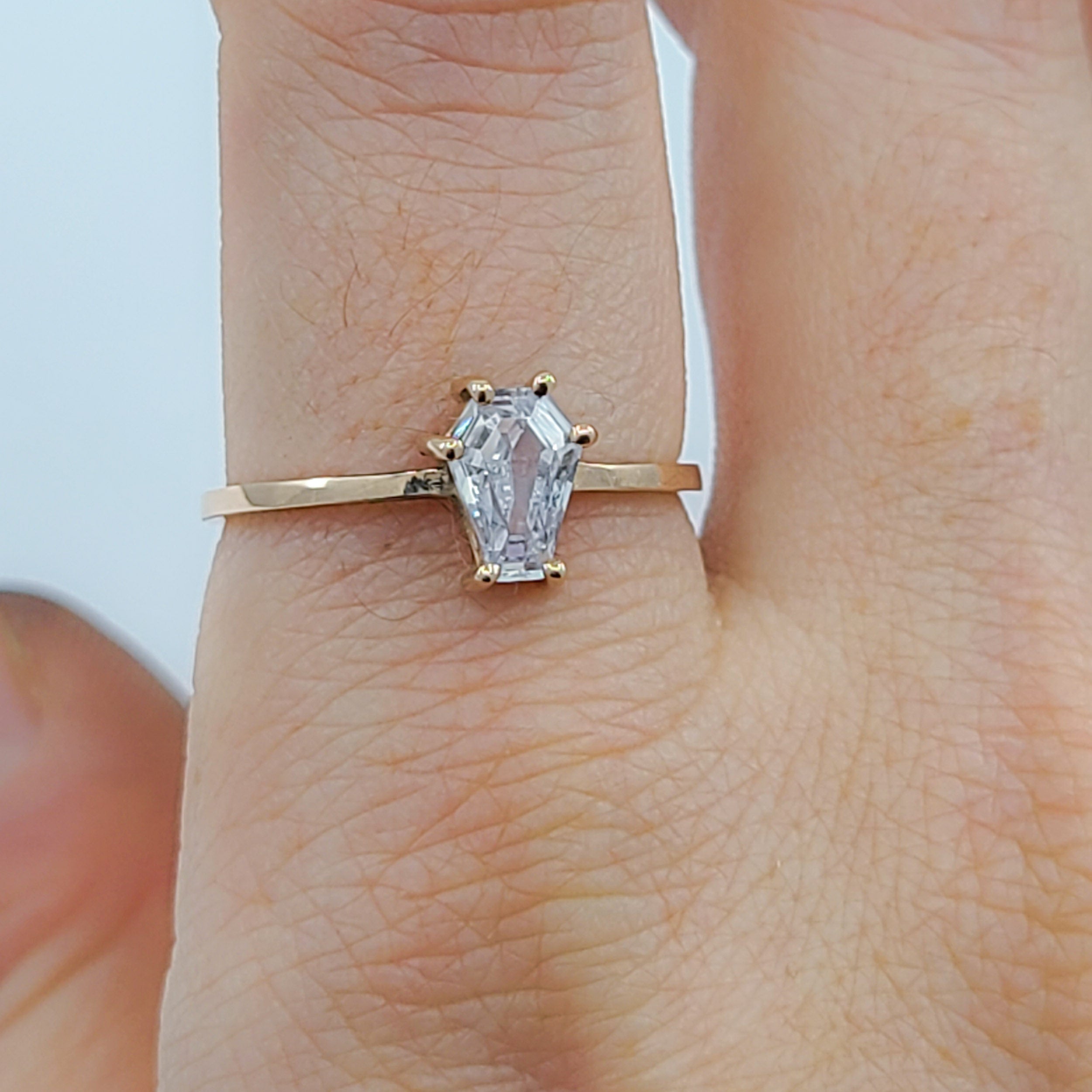 Non Diamond Coffin Engagement Ring (5x7)