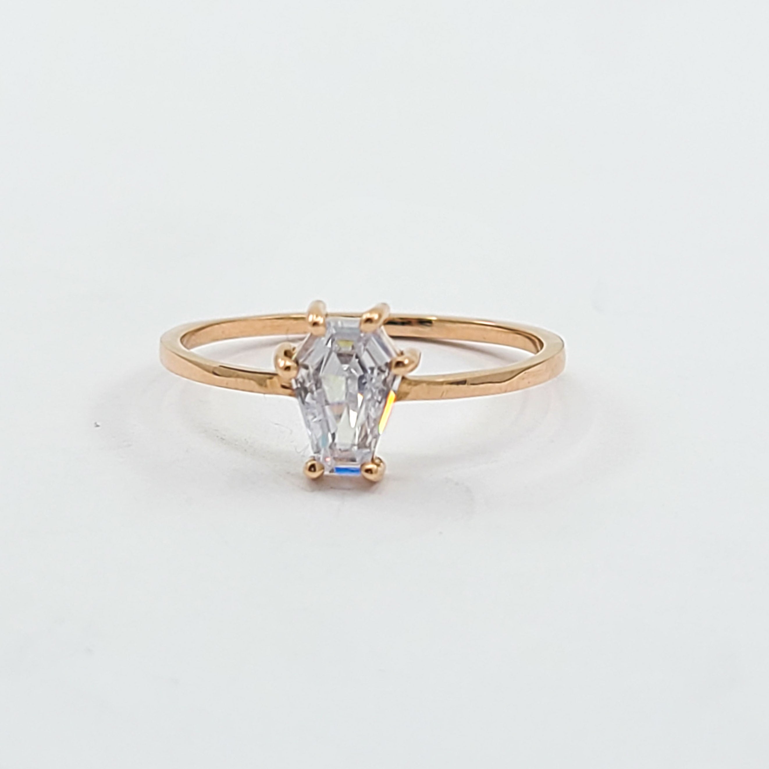 Non Diamond Coffin Engagement Ring (5x7)