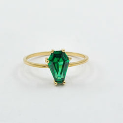 Collection of Absinthe Green Coffin Yellow Gold Engagement Ring (6x9) in a gallery layout