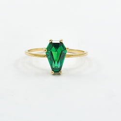 Collection of Absinthe Green Coffin Yellow Gold Engagement Ring (6x9) in a gallery layout