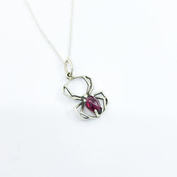 Collection of Radiant Red Garnet Cab Spider Pendant in a gallery layout