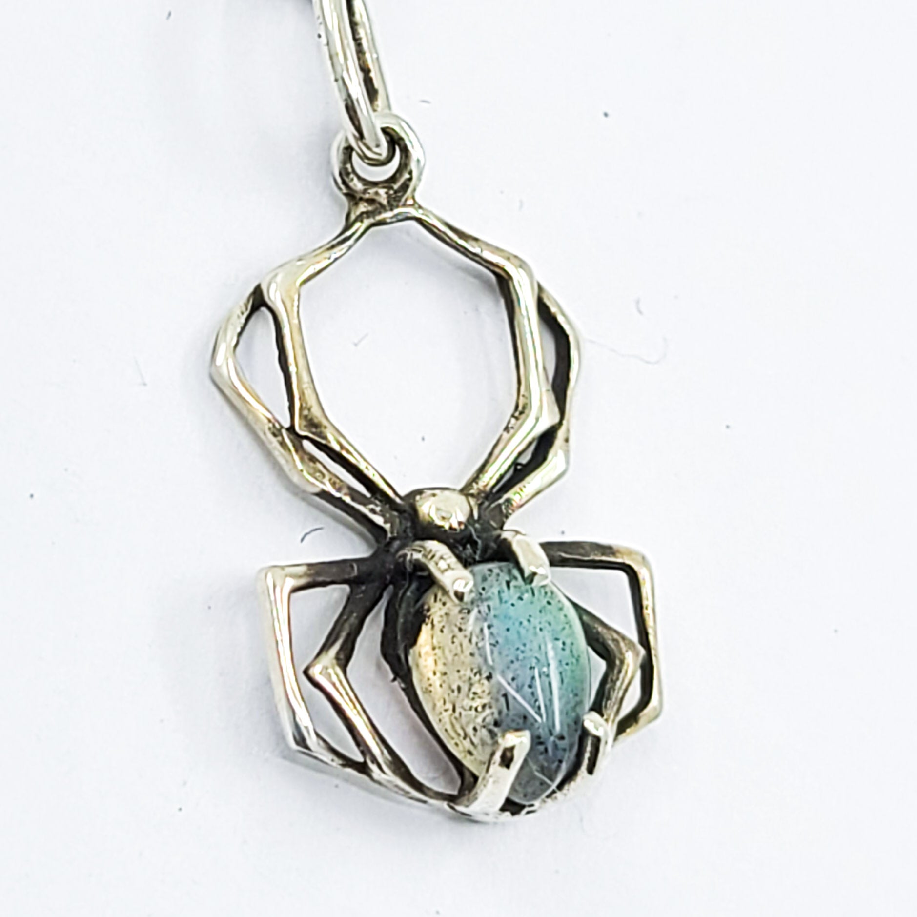 Labradorite Spider Pendant, Blue Flash