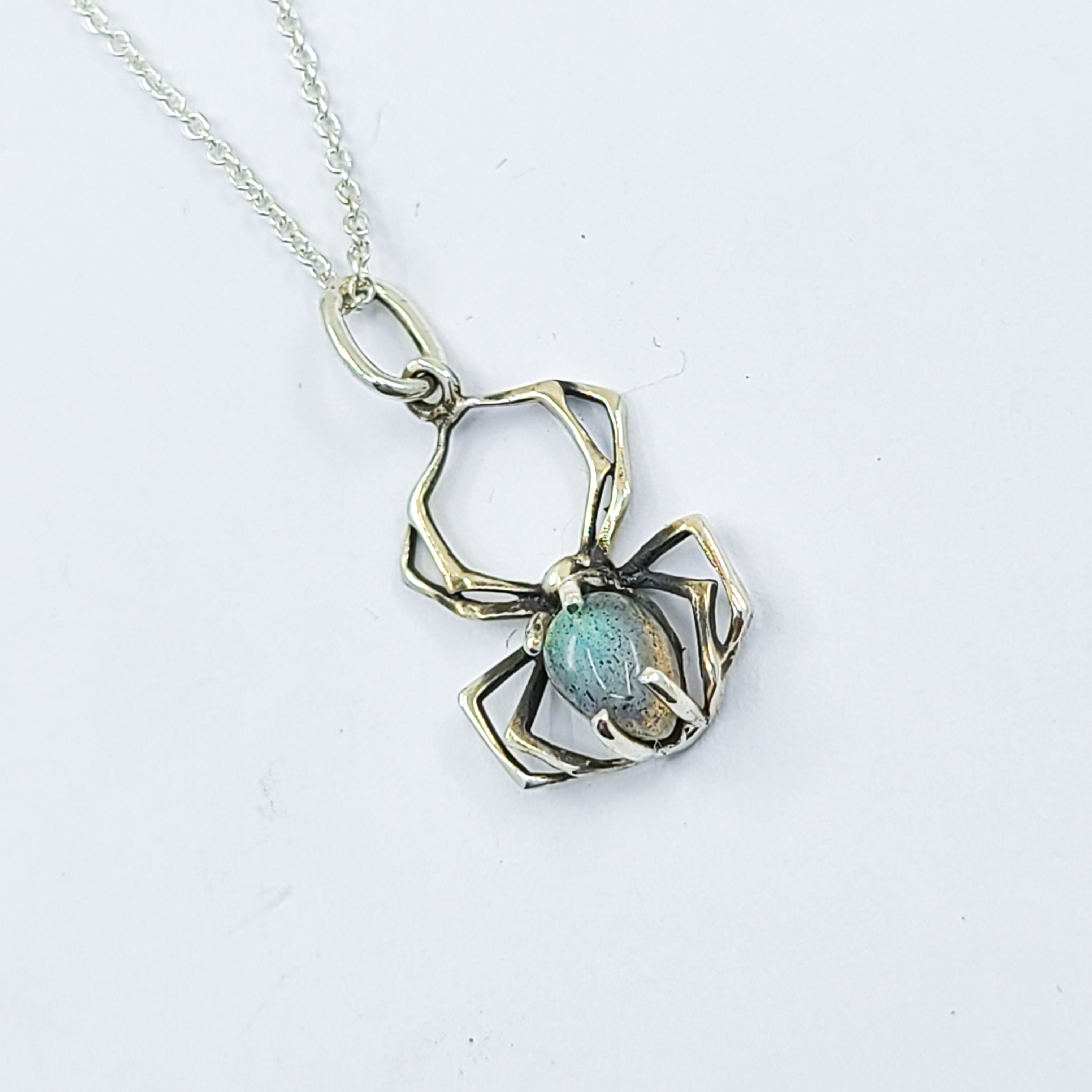 Collection of Labradorite Spider Pendant, Blue Flash in a gallery layout