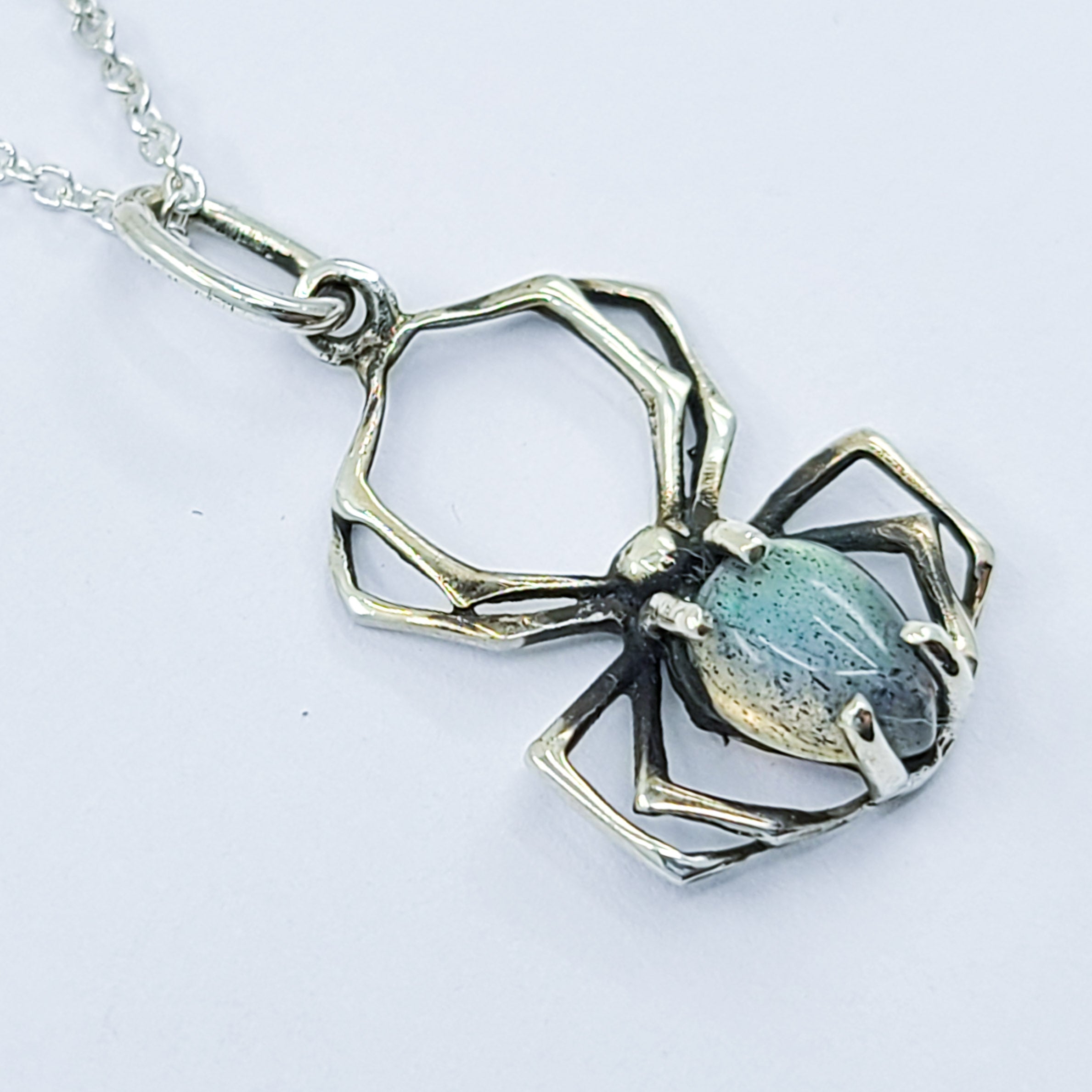 Collection of Labradorite Spider Pendant, Blue Flash in a gallery layout