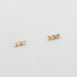 Collection of Tiny Moon Earrings - 10K 14K Rose Gold in a gallery layout