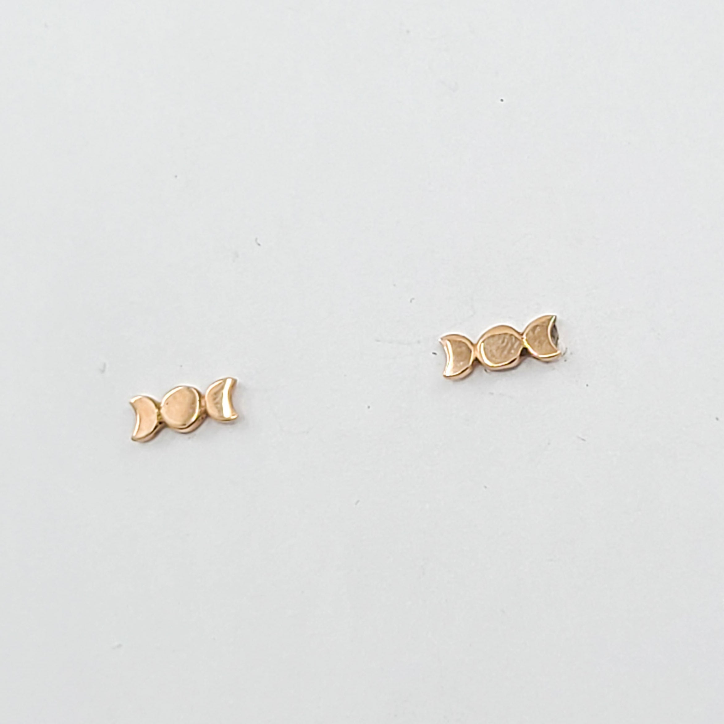 Tiny Moon Earrings - 10K 14K Rose Gold