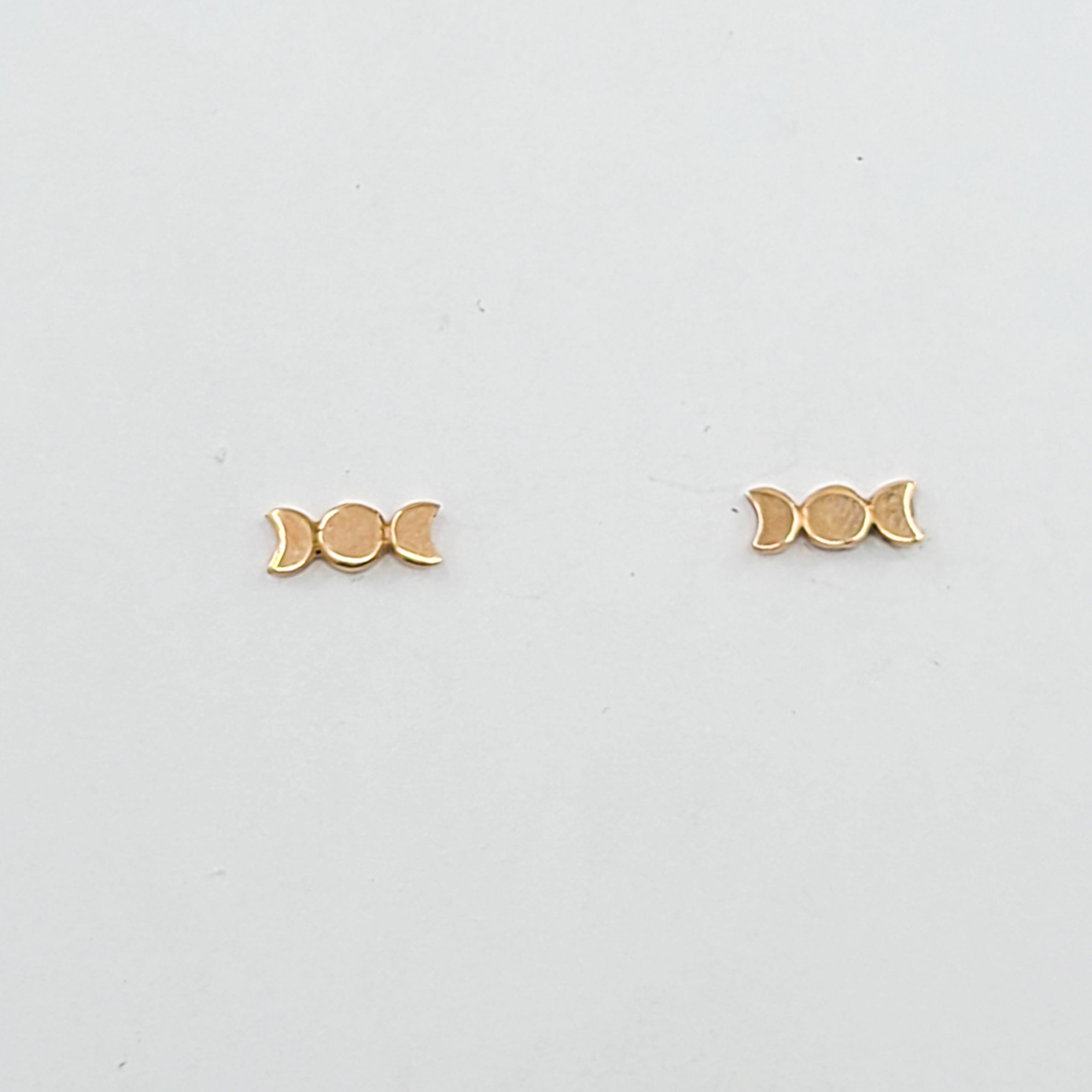 Tiny Moon Earrings - 10K 14K Rose Gold