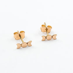 Collection of Tiny Moon Earrings - 10K 14K Rose Gold in a gallery layout