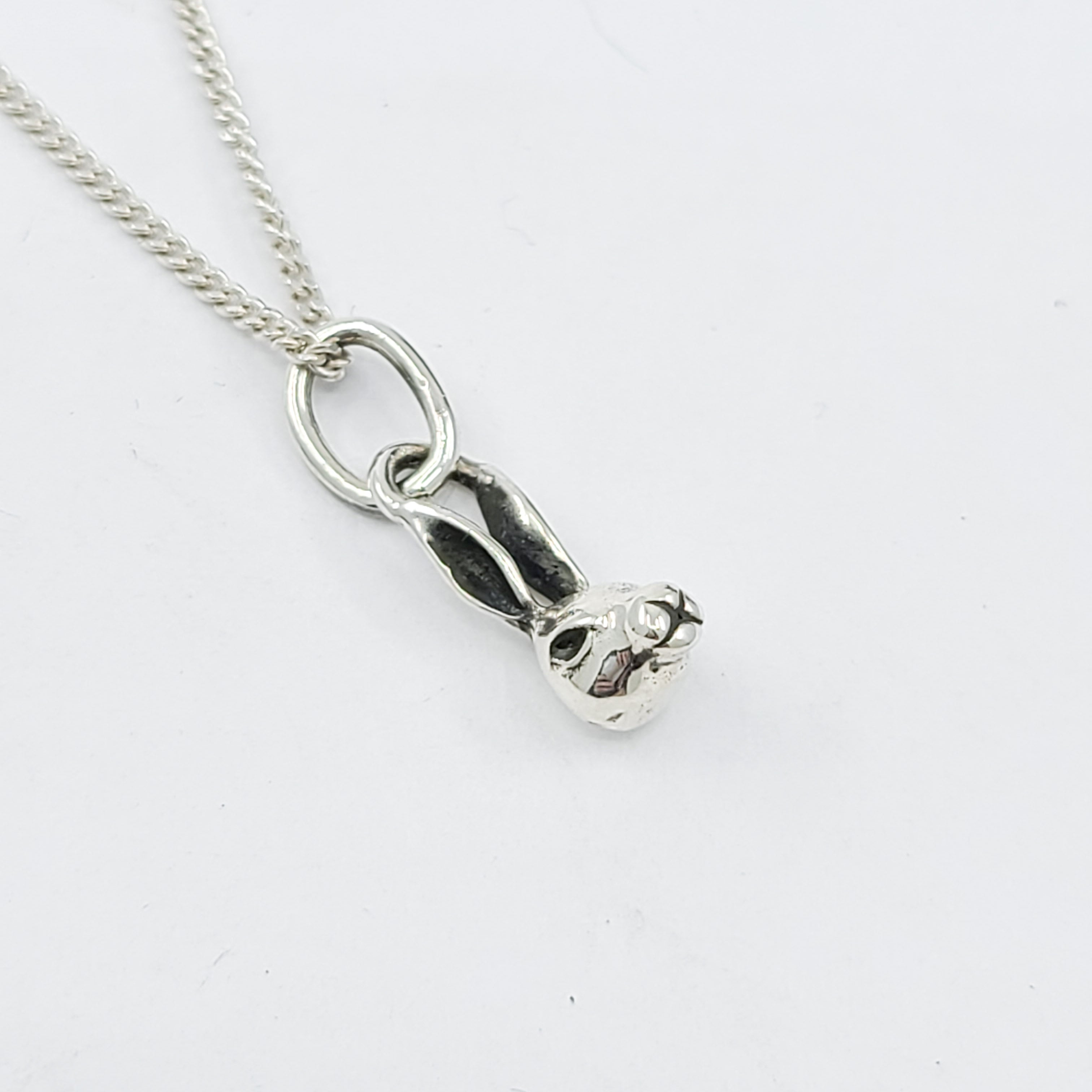 Tiny Little Rabbit Pendant Necklace in Sterling Silver, Silver Rabbit Necklace, Silver Hare Necklace