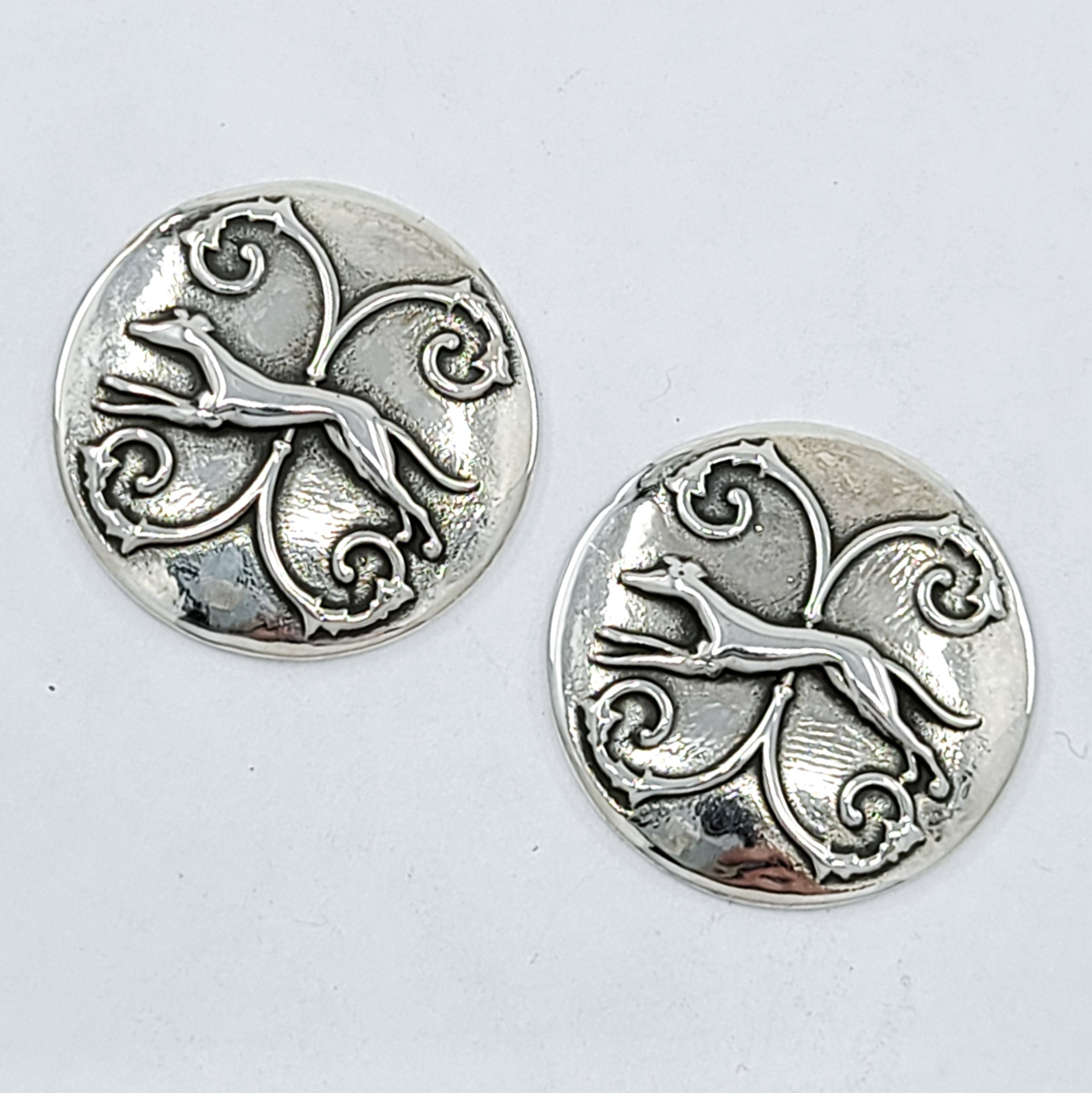 Collection of Greyhound Dog Button Earrings in a gallery layout