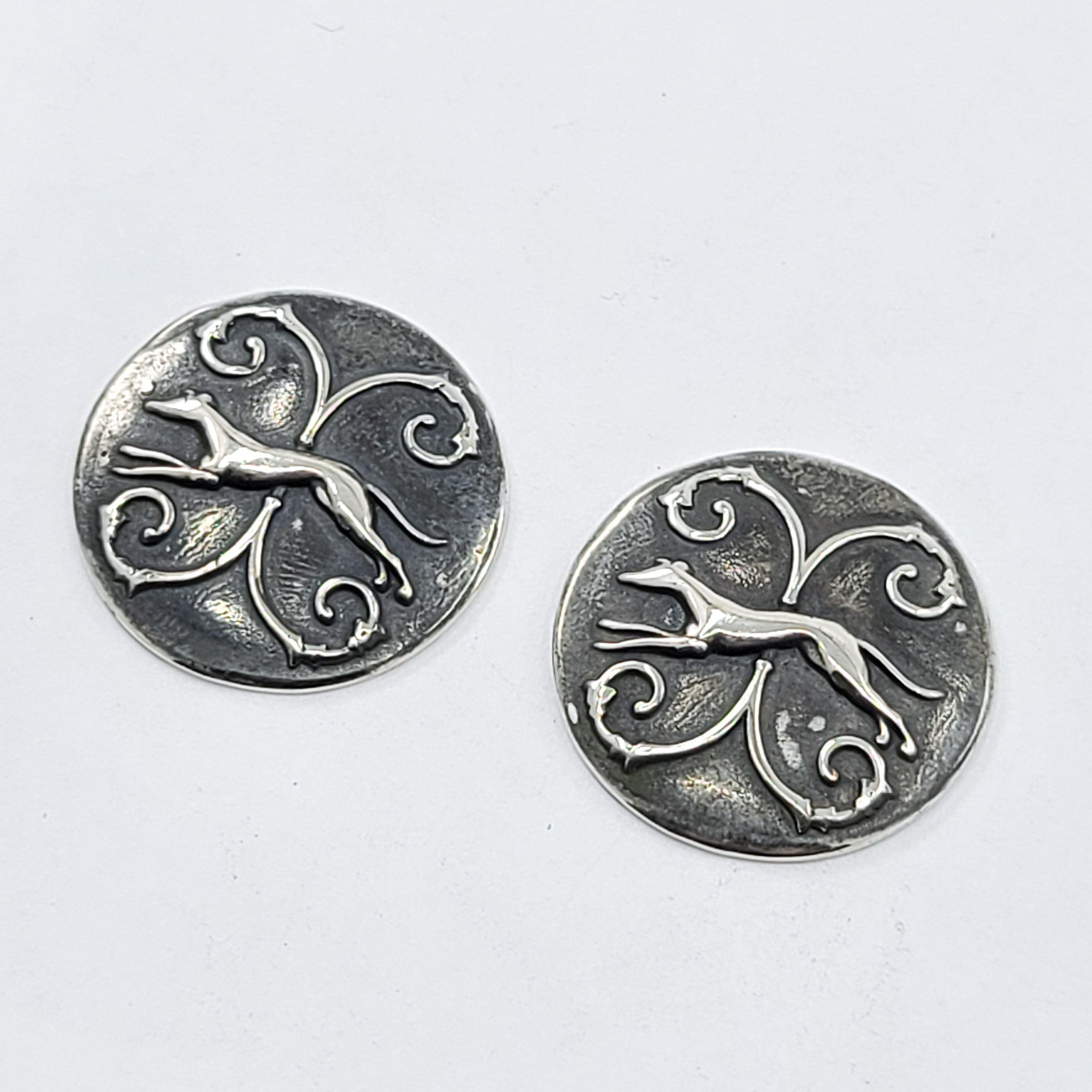 Collection of Greyhound Dog Button Earrings in a gallery layout