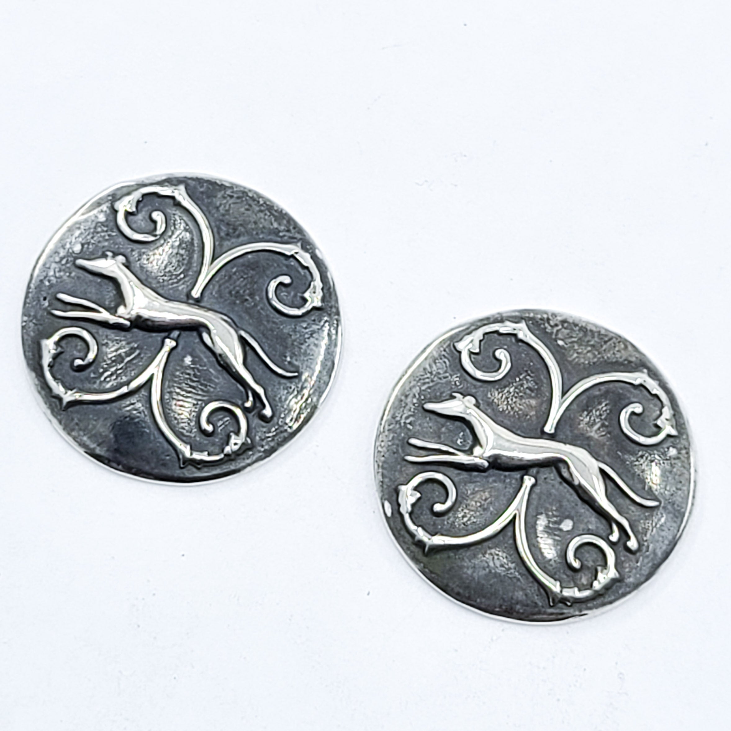 Greyhound Dog Button Earrings