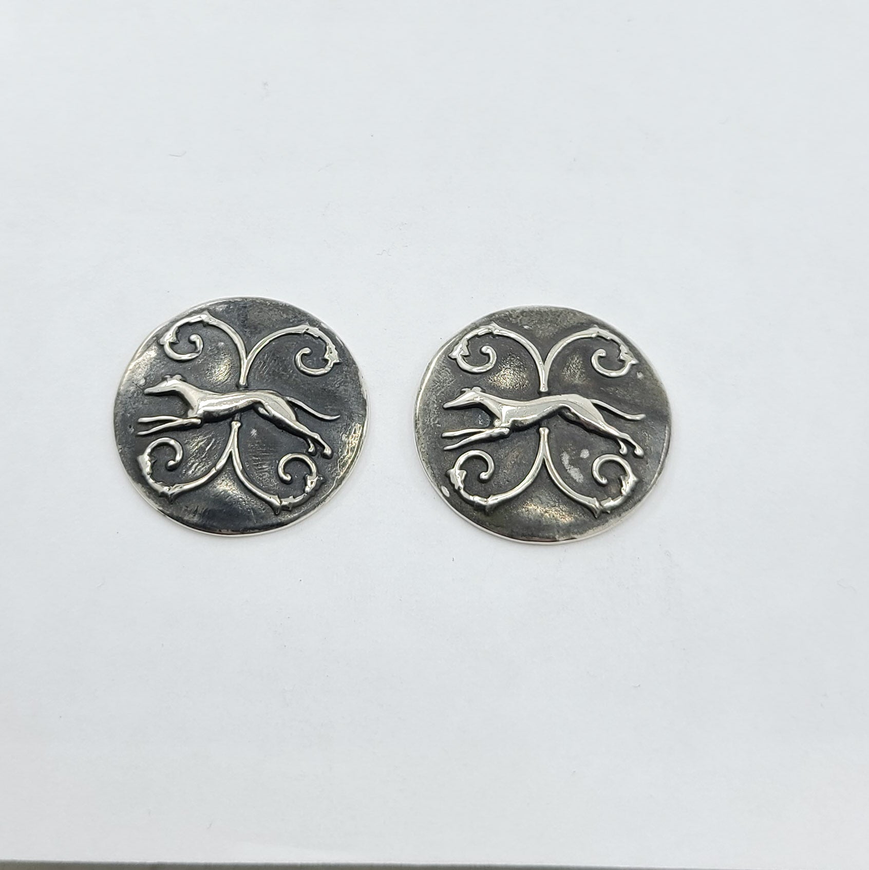 Greyhound Dog Button Earrings