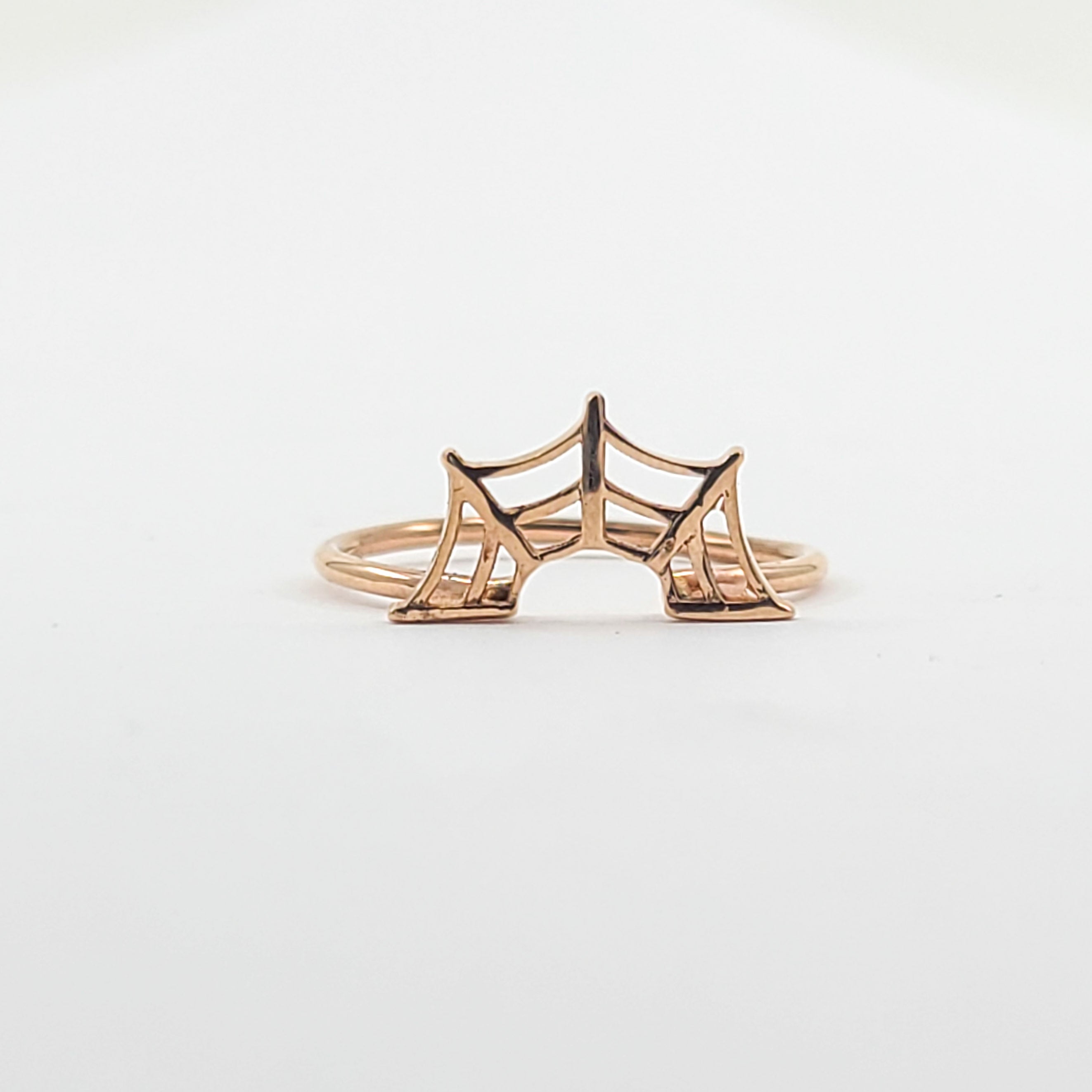 Collection of 10K - 14K Rose Gold Spider Web Ring in a gallery layout