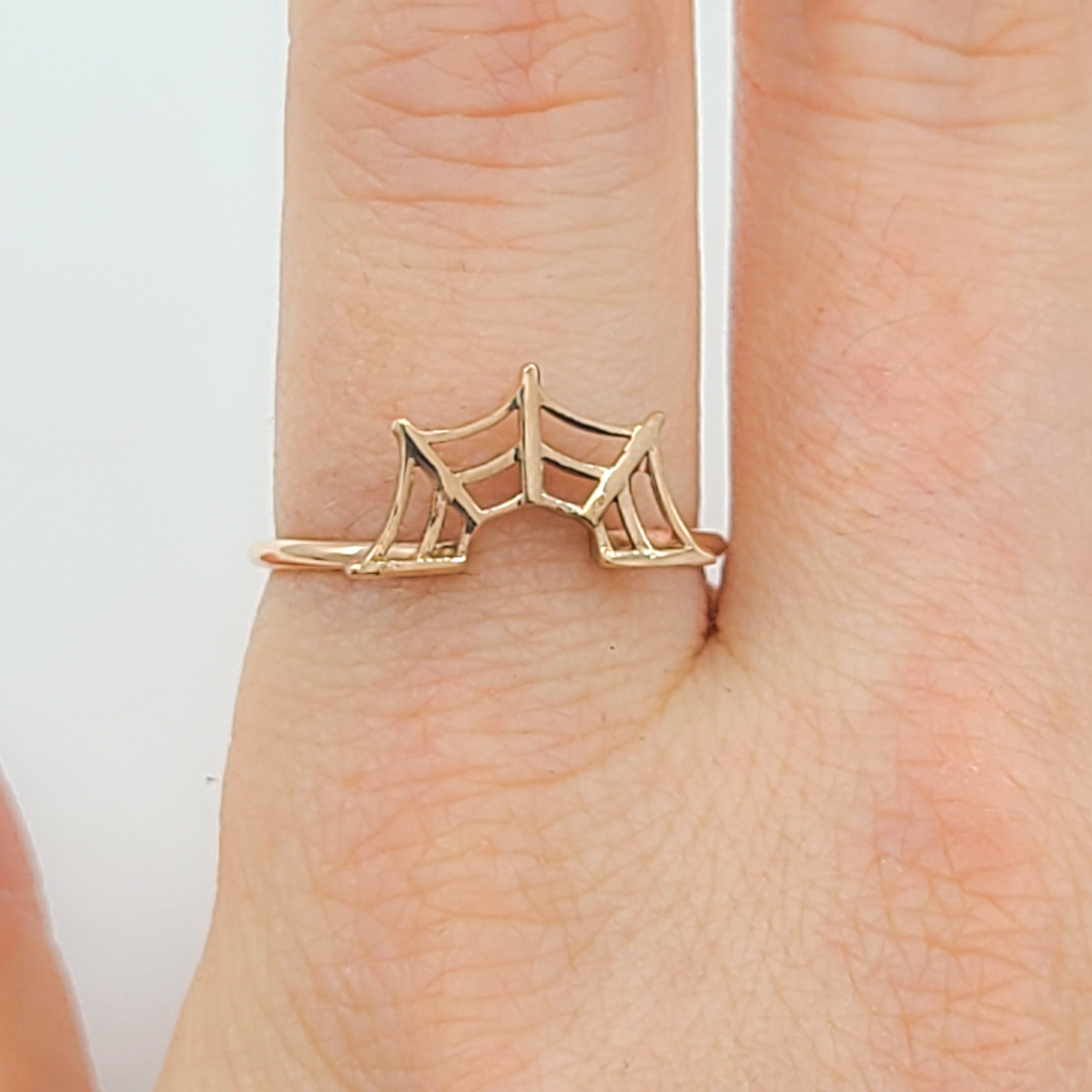 Collection of 10K - 14K Rose Gold Spider Web Ring in a gallery layout