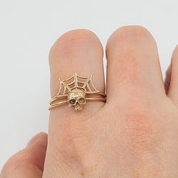 Collection of 10K - 14K Rose Gold Spider Web Ring in a gallery layout