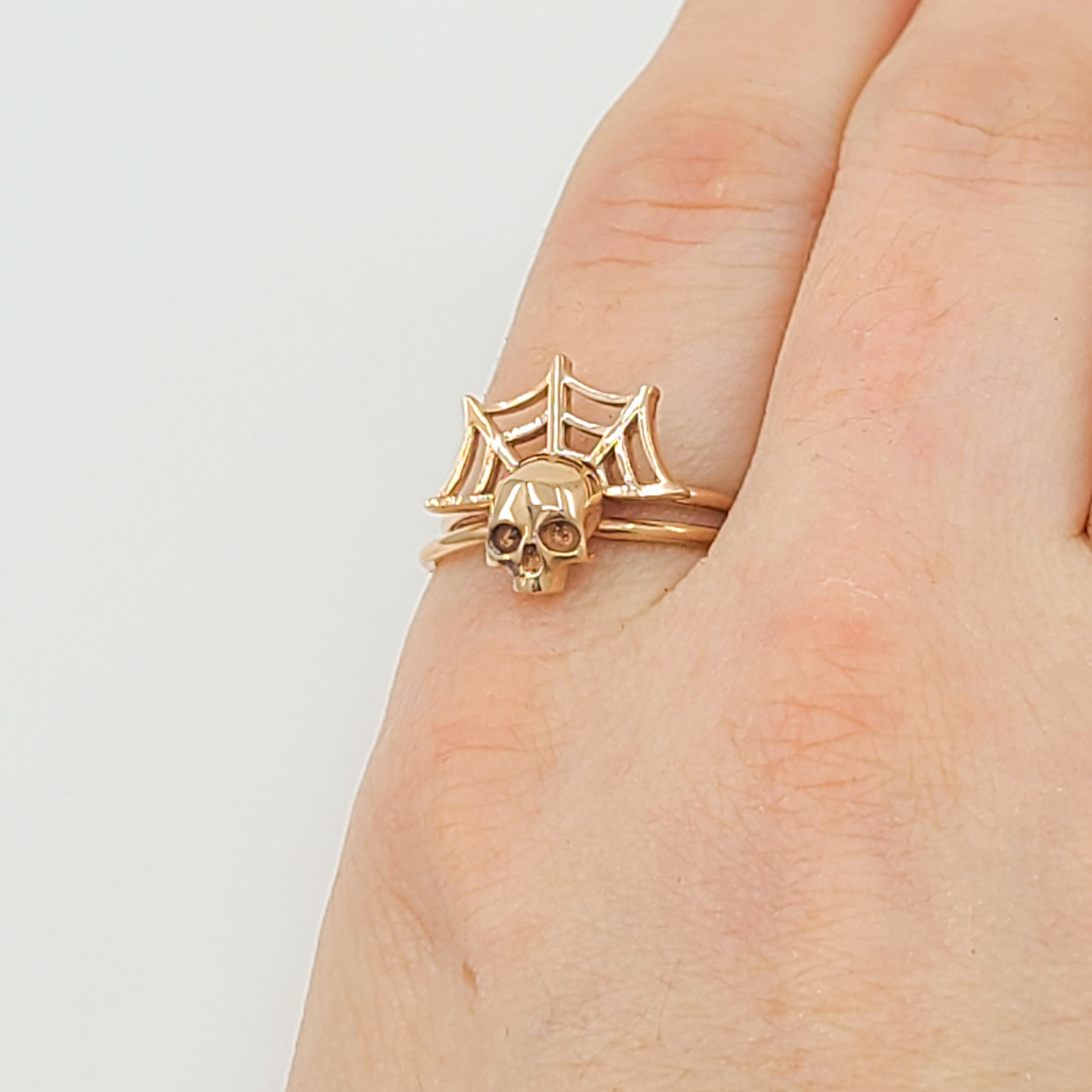 Collection of Stackable Spider Web Ring - Rose Gold in a gallery layout