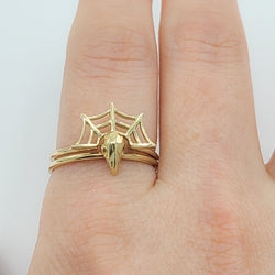 Collection of 10K - 14K Yellow Gold Spiderweb Wedding Ring in a gallery layout