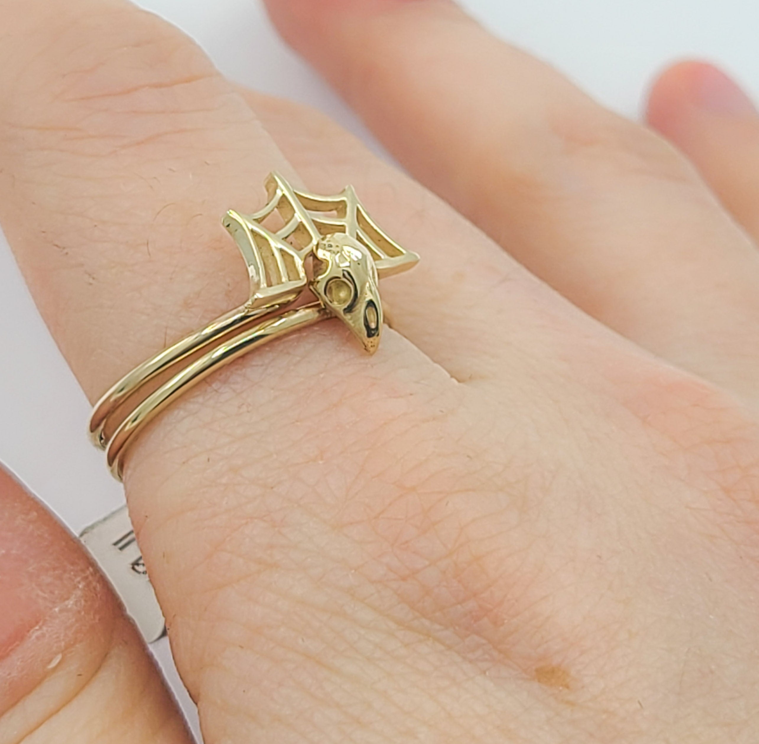 Collection of Stackable Spider Web Ring - Yellow Gold in a gallery layout