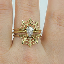 Collection of 10K - 14K Yellow Gold Spider Web Wedding Ring in a gallery layout