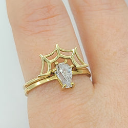 Collection of 10K - 14K Yellow Gold Spider Web Wedding Ring in a gallery layout