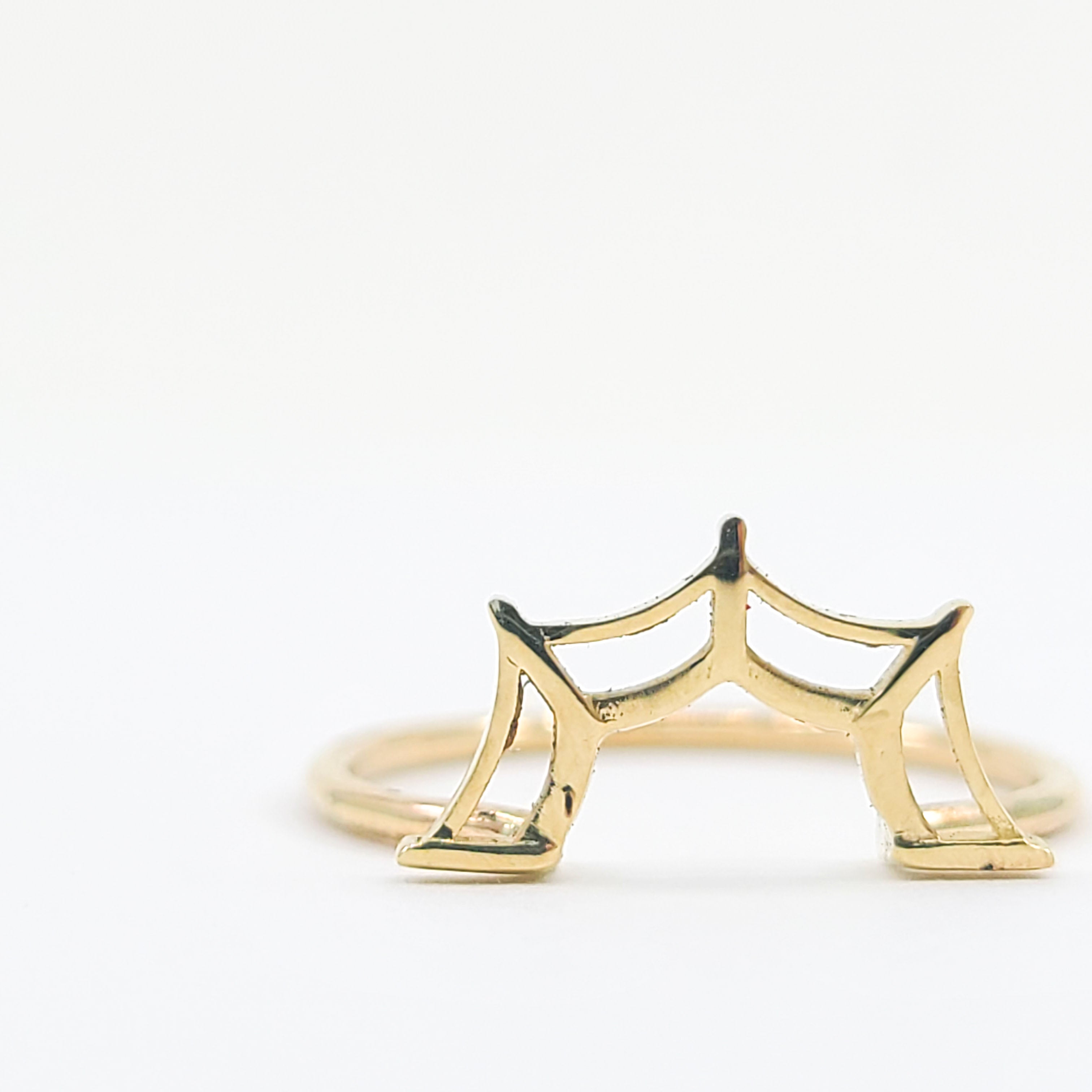 Collection of Stackable Web Wedding Ring - Yellow Gold in a gallery layout