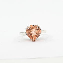 Collection of Pink Strawberry Quartz Heart Ring / Morganite Quartz in a gallery layout