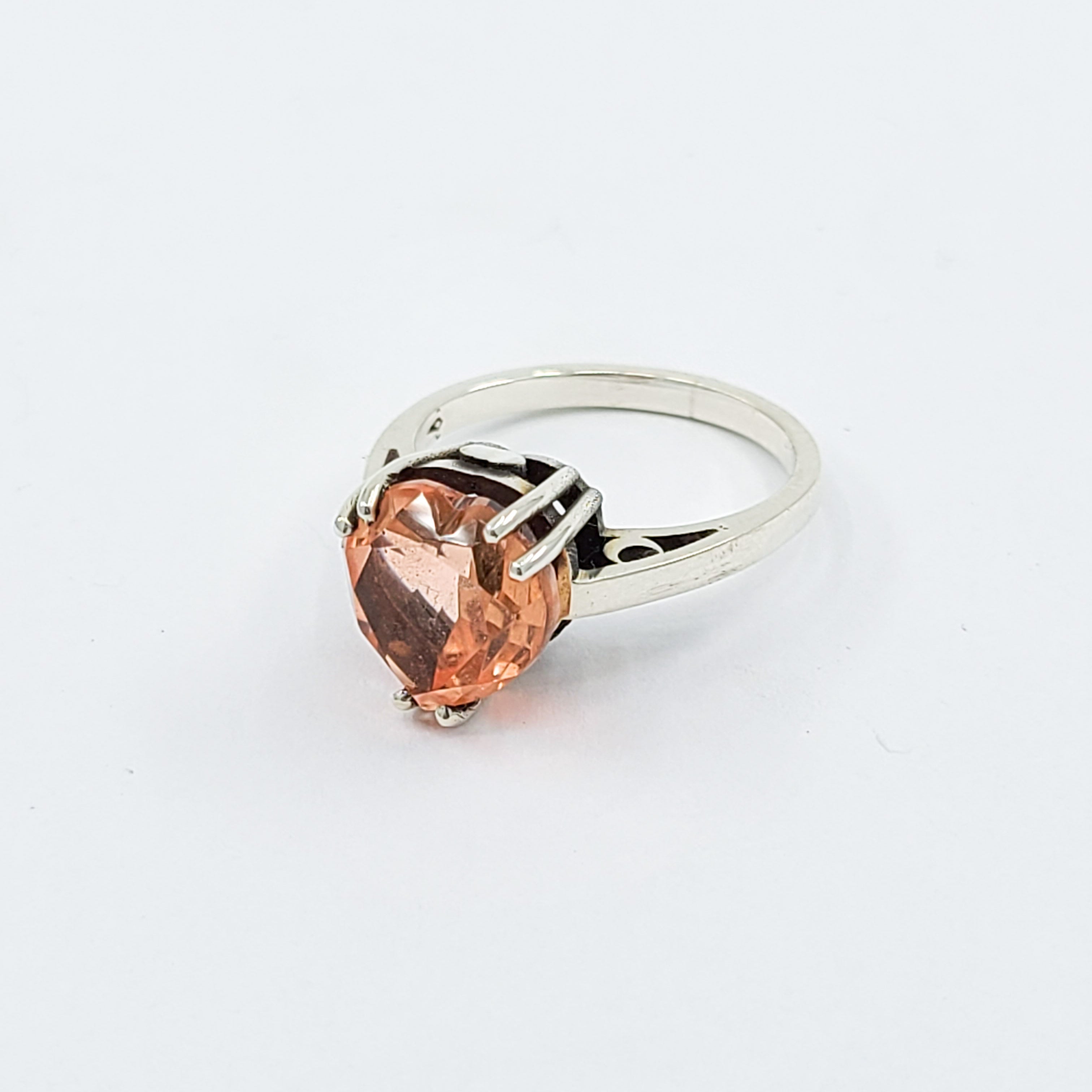 Collection of Pink Strawberry Quartz Heart Ring / Morganite Quartz in a gallery layout