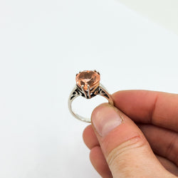 Collection of Pink Strawberry Quartz Heart Ring / Morganite Quartz in a gallery layout