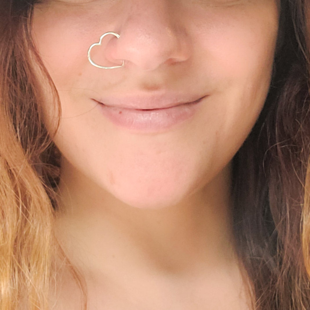 Collection of Big Heart Nose Ring in a gallery layout