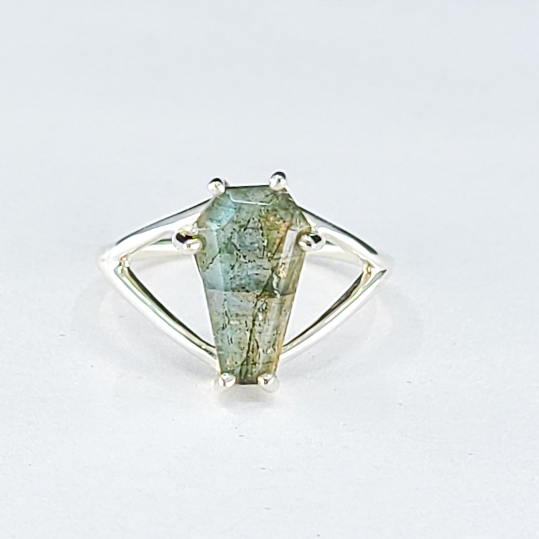 Collection of Big Labradorite Coffin Ring in a gallery layout
