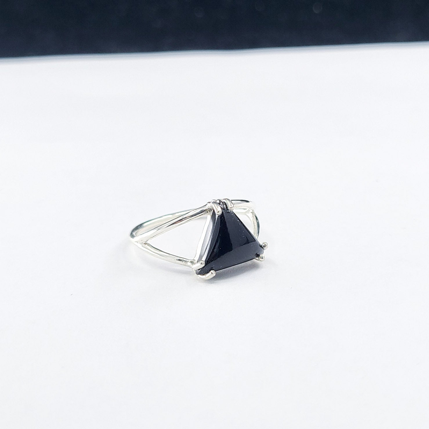 Collection of Black Triangle Onyx Ring in a gallery layout
