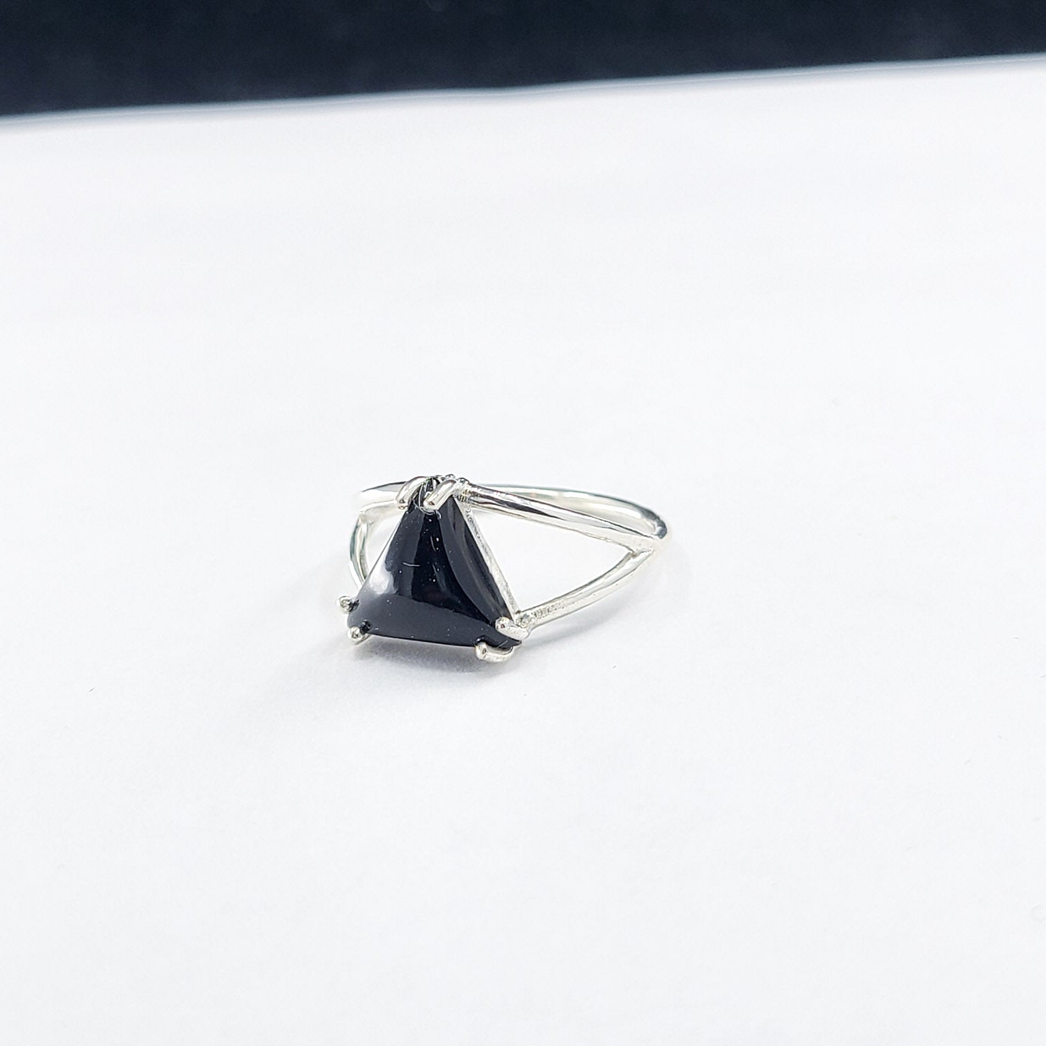 Collection of Black Triangle Onyx Ring in a gallery layout