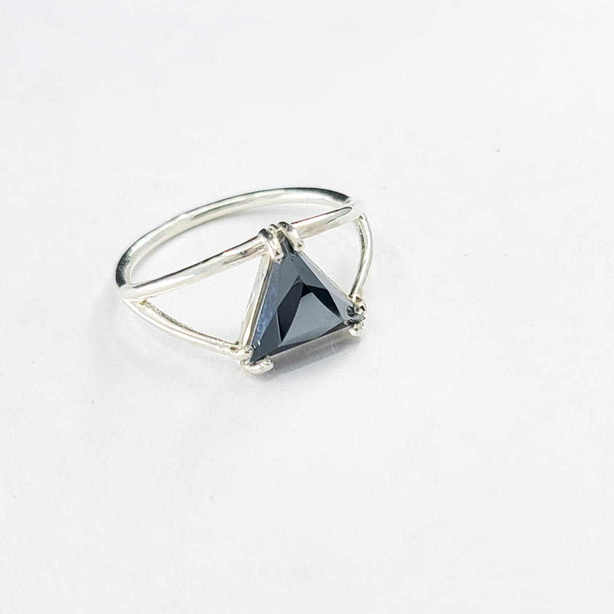 Collection of Sparkling Hematite Triangle Ring in a gallery layout