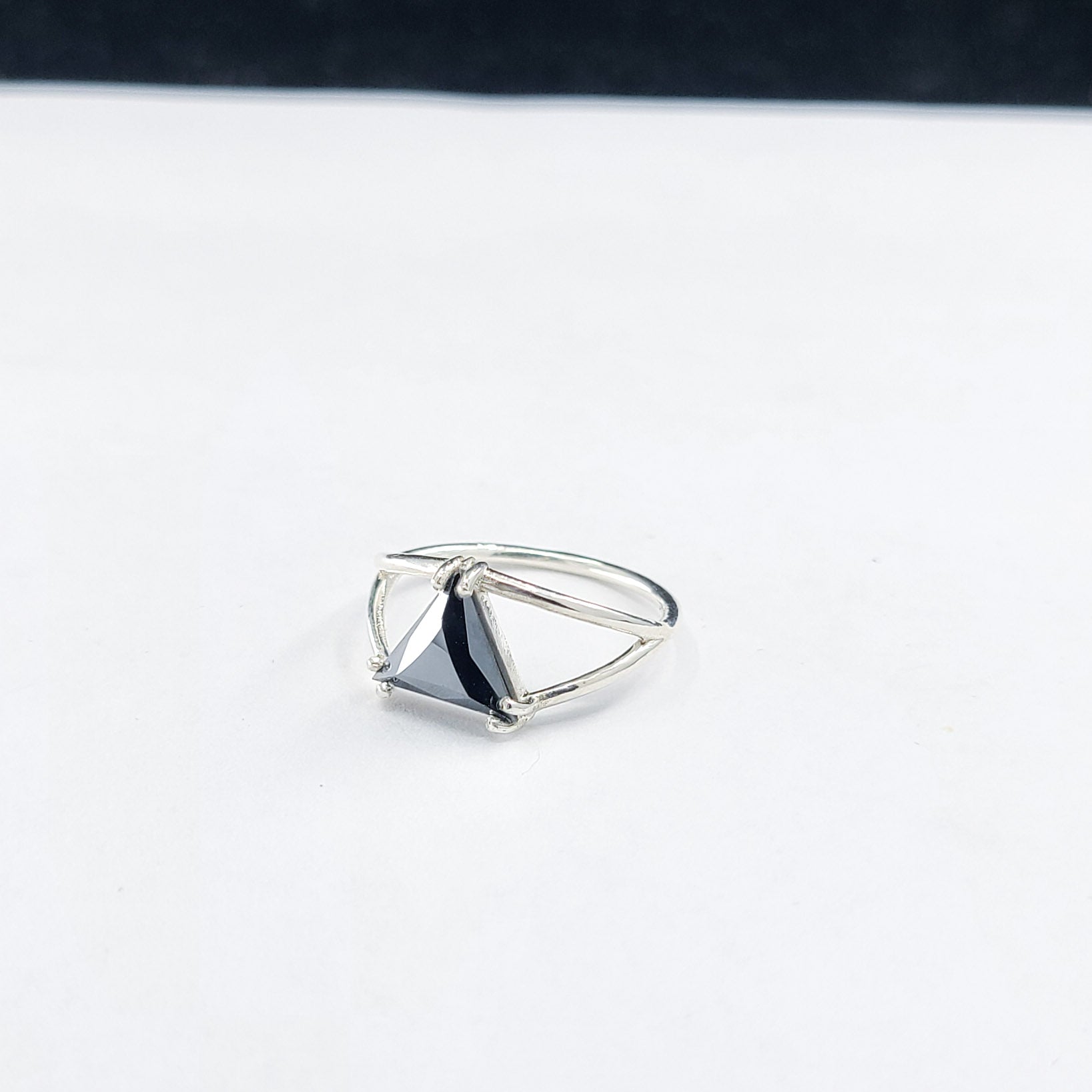 Sparkling Hematite Triangle Ring