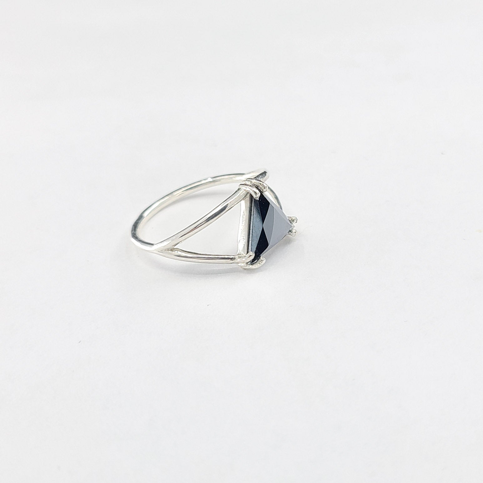 Collection of Sparkling Hematite Triangle Ring in a gallery layout