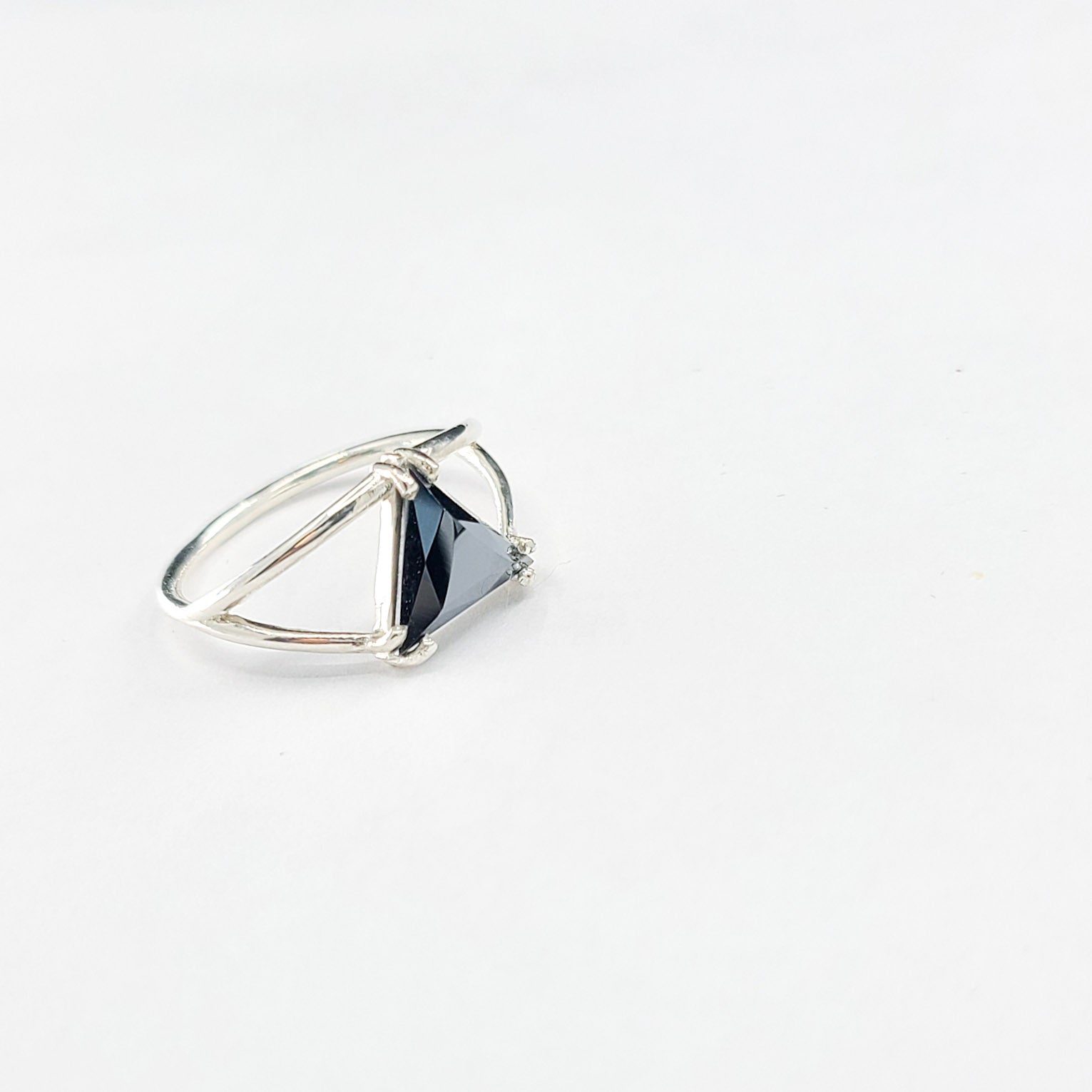 Collection of Sparkling Hematite Triangle Ring in a gallery layout