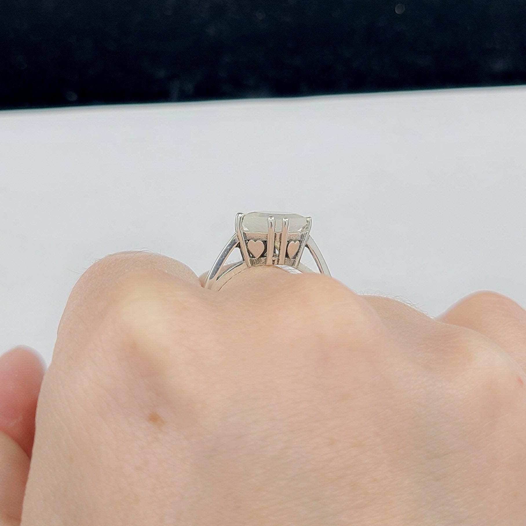 Collection of Big Rainbow Moonstone Ring in a gallery layout