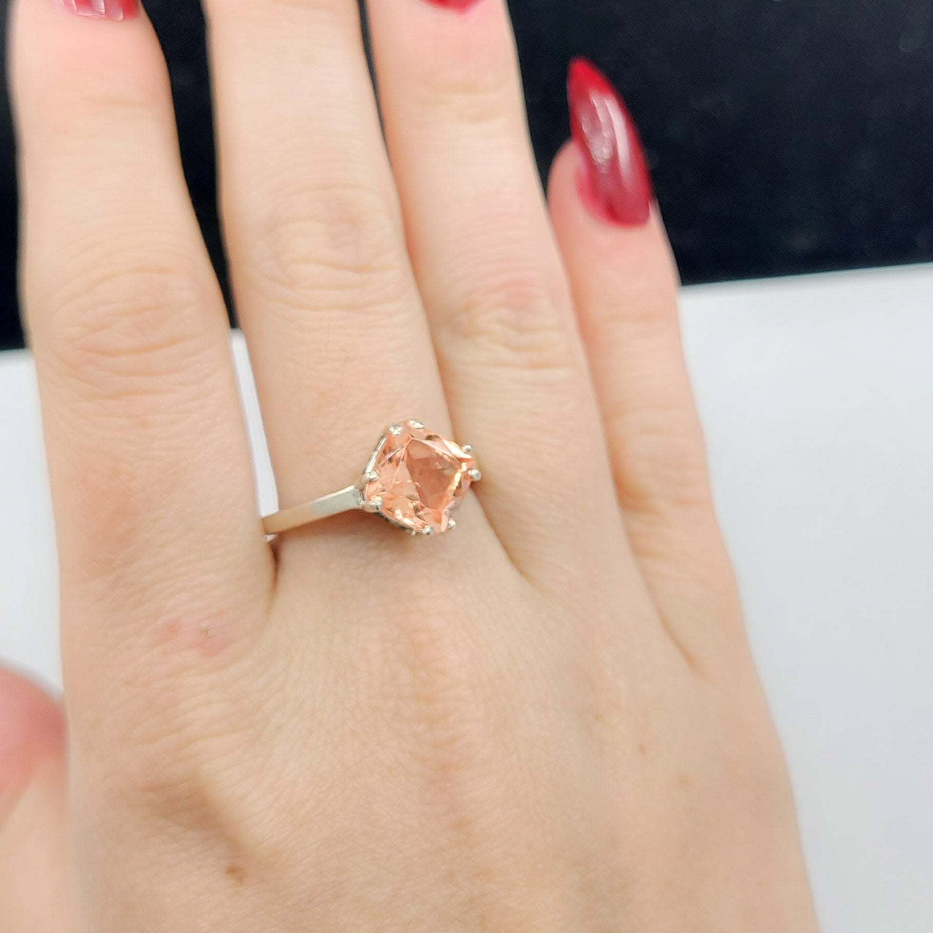 Collection of Pink Strawberry Quartz Ring in a gallery layout