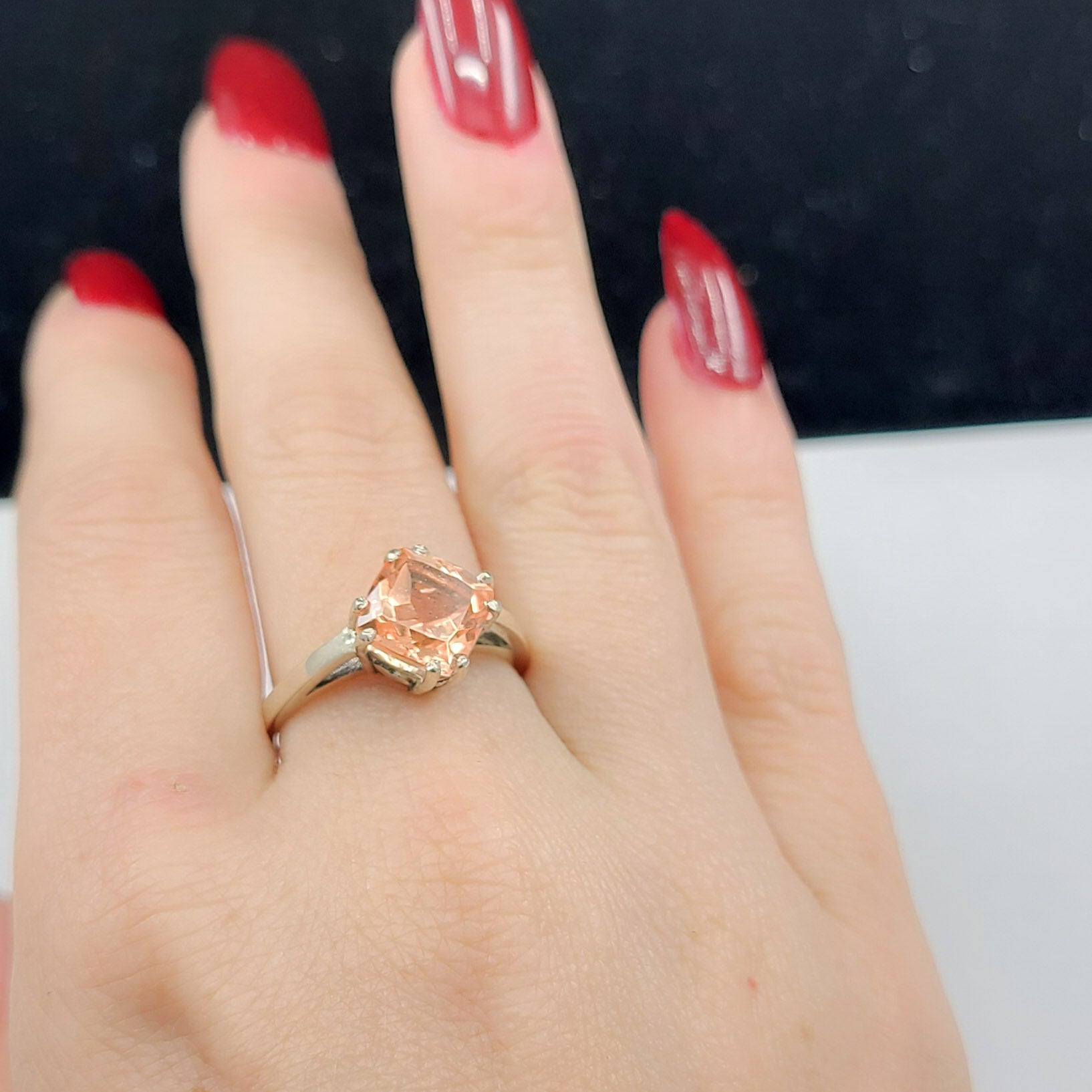 Collection of Pink Strawberry Quartz Ring in a gallery layout