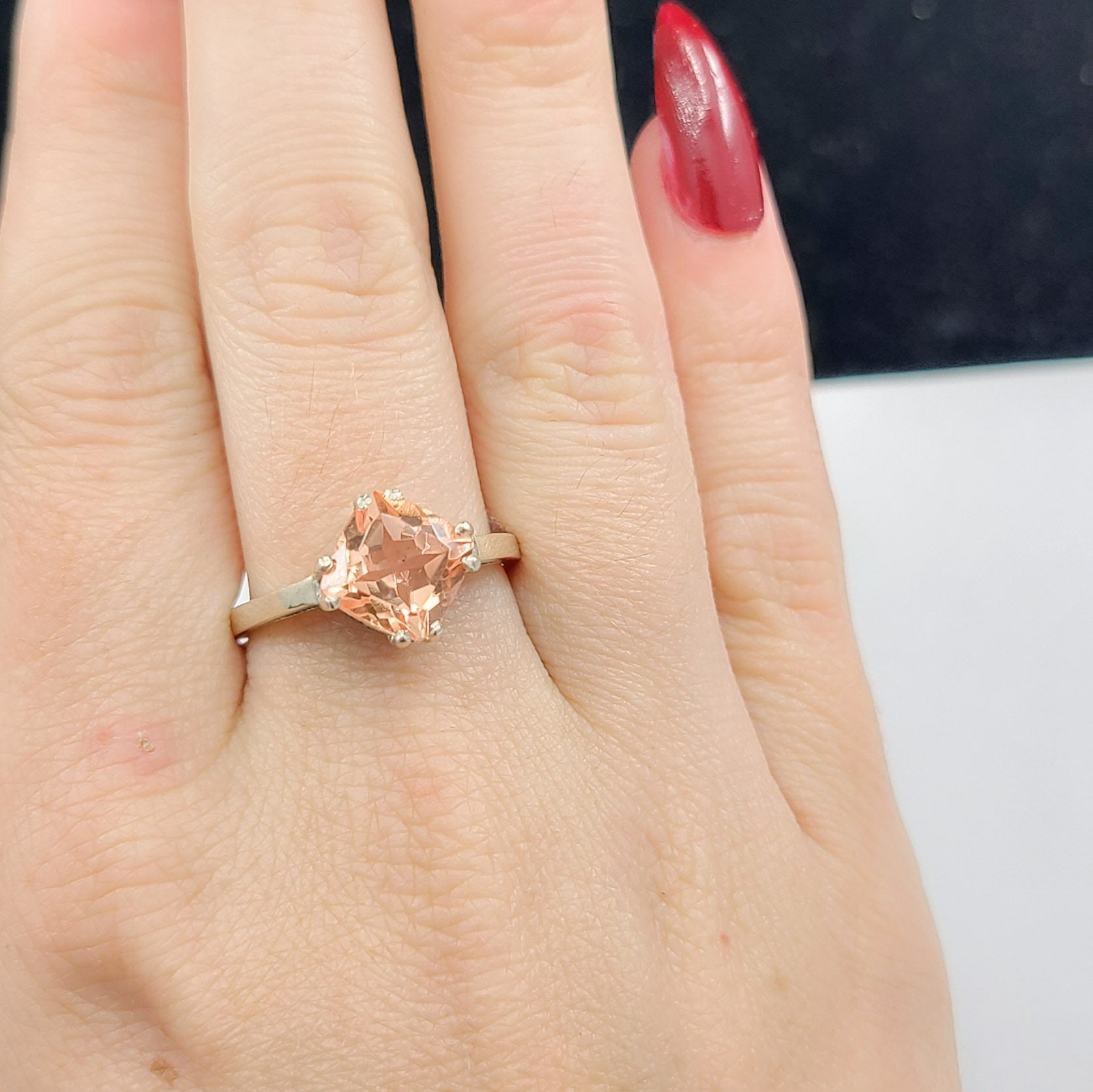 Collection of Pink Strawberry Quartz Ring in a gallery layout