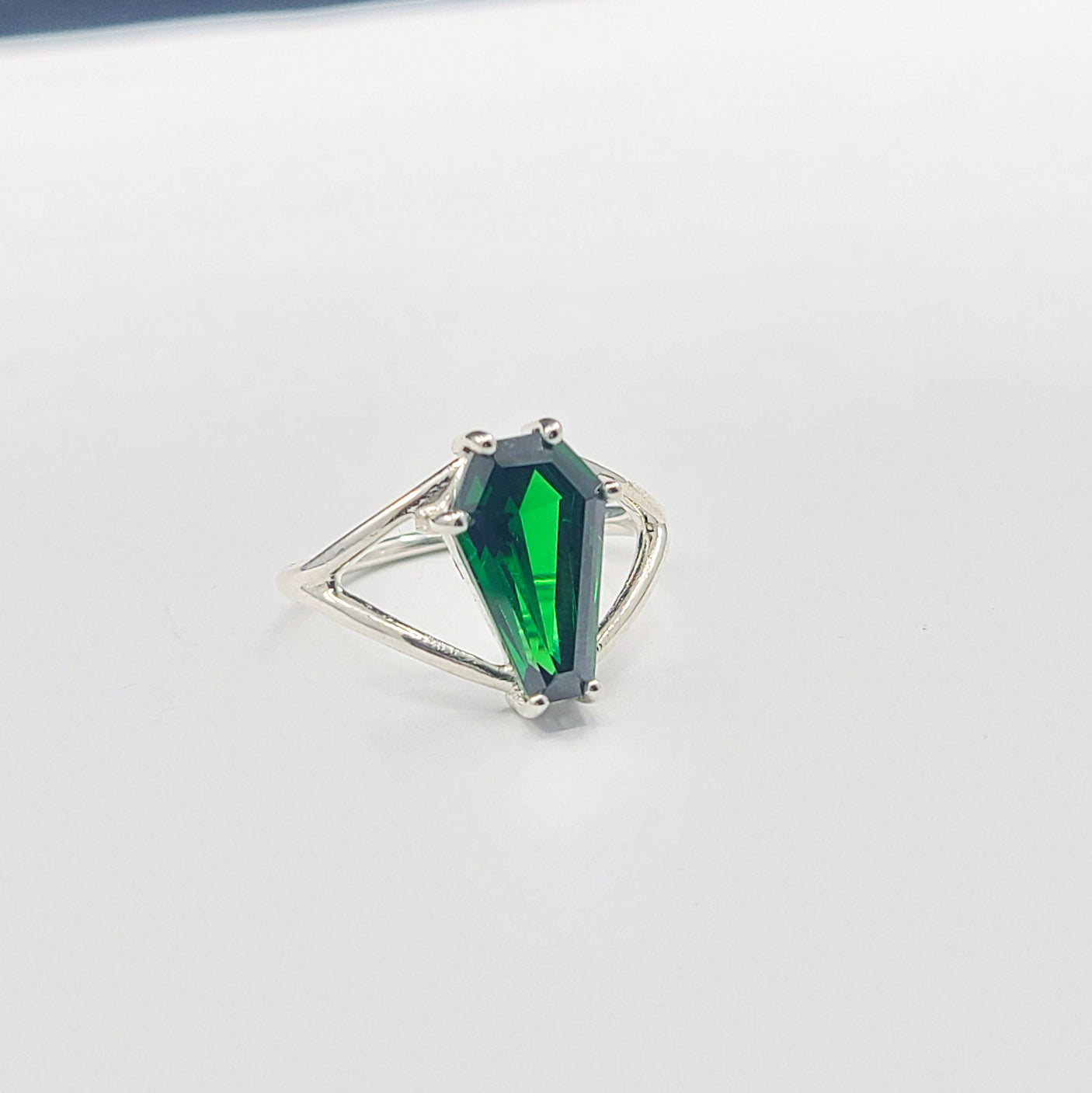 Collection of Big Absinthe Green Coffin Ring in a gallery layout