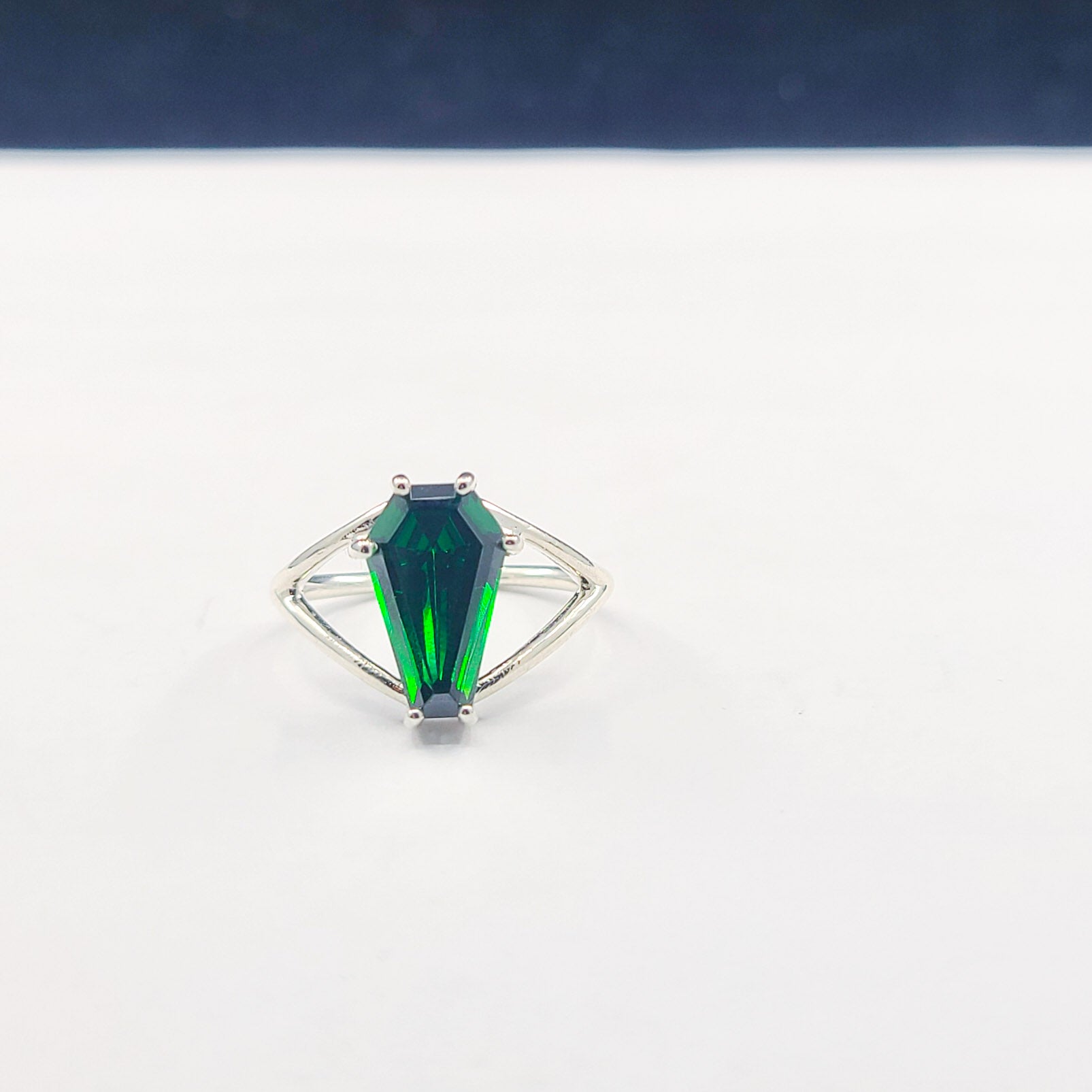 Collection of Big Absinthe Green Coffin Ring in a gallery layout