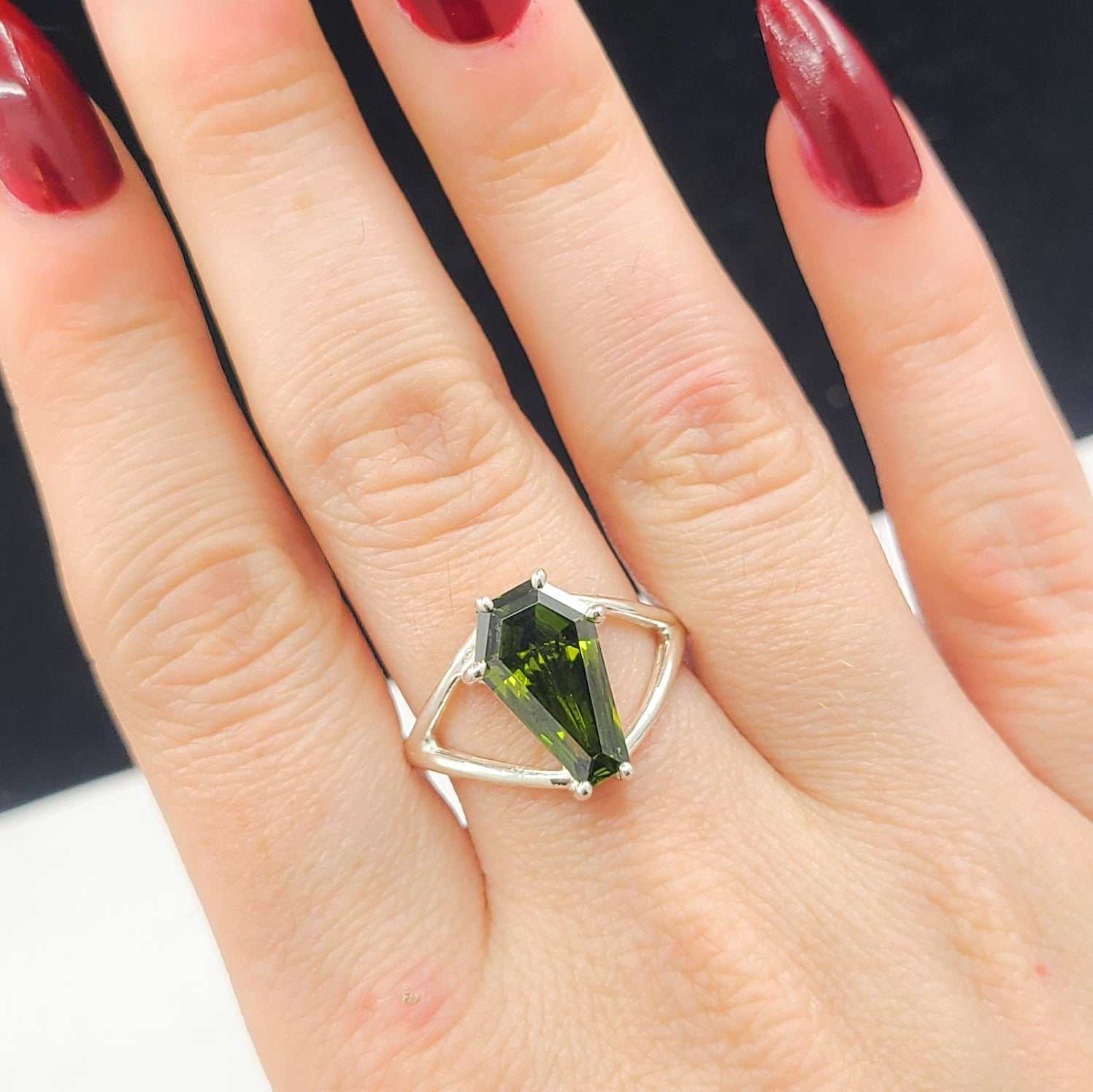 Collection of Big Slime Green Coffin Ring in a gallery layout