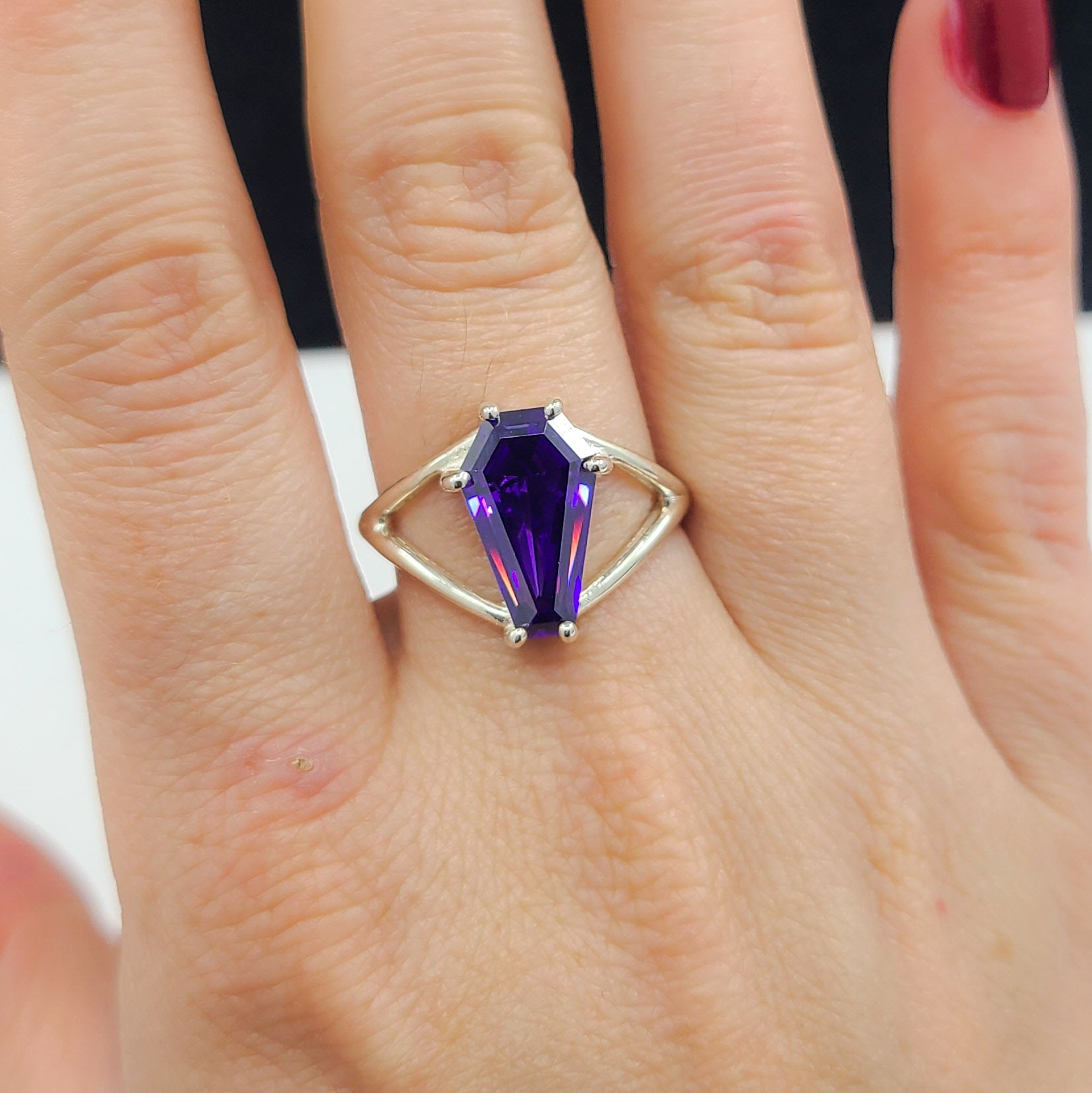 Collection of Big Magic Purple Coffin Ring in a gallery layout