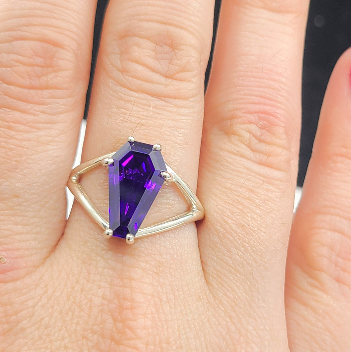 Collection of Big Magic Purple Coffin Ring in a gallery layout
