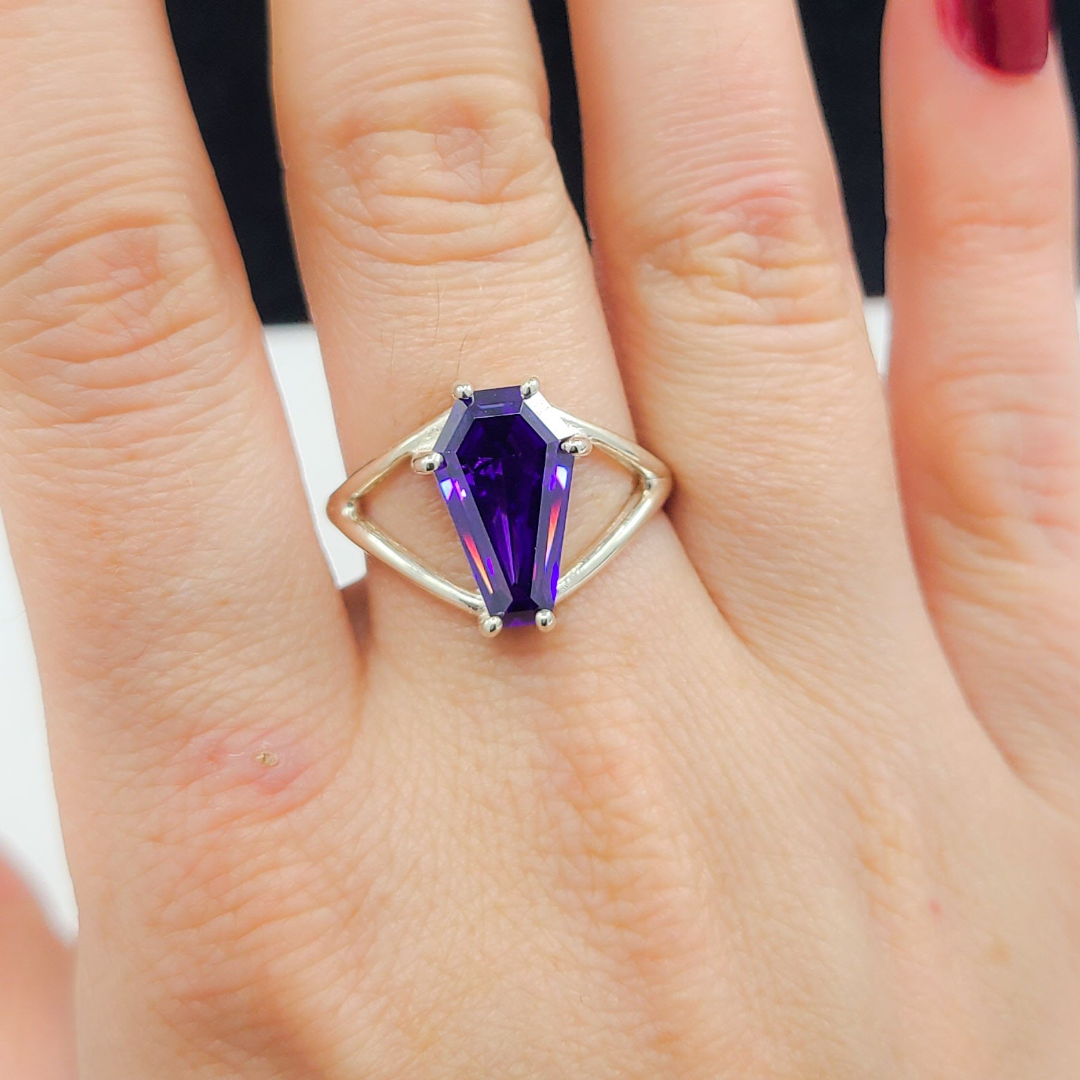 Collection of Big Magic Purple Coffin Ring in a gallery layout