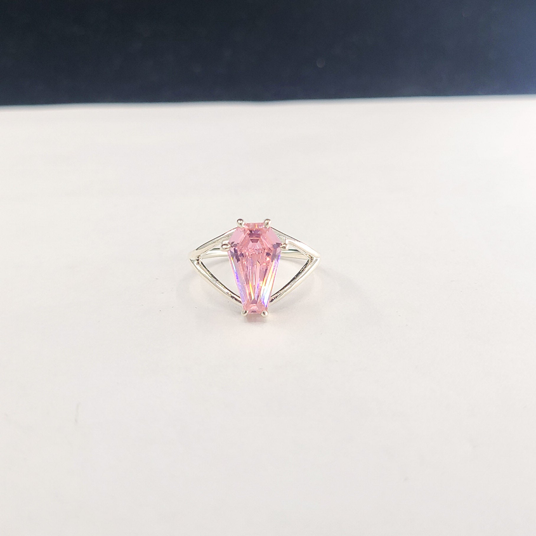 Collection of Big Dust Pink Coffin Ring in a gallery layout