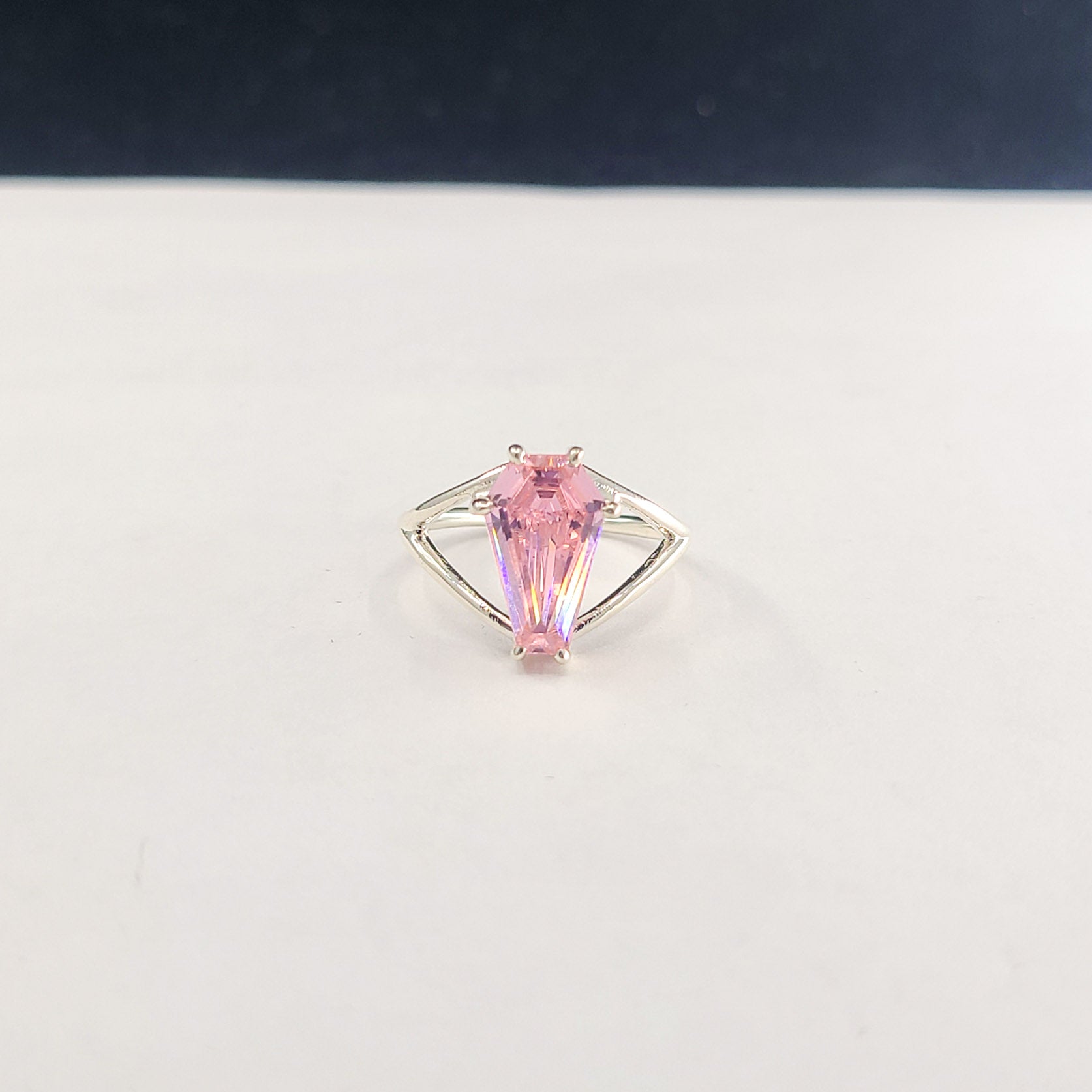 Collection of Big Dust Pink Coffin Ring in a gallery layout